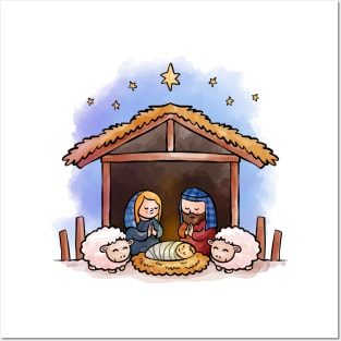 Nativity paint Cartoon Posters and Art